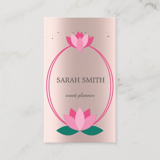 可愛エレガントいバラ金ゴールドダイヤモンドロータスビジネス 名刺 (正面)