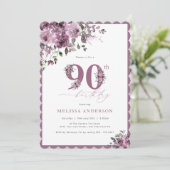 可愛エレガントいバラ90番目の誕生日招待状 招待状 (スタンド正面)