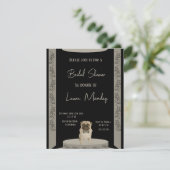 可愛エレガントいパグ犬のブライダルシャワー招待 (スタンド正面)