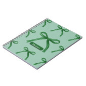 可愛エレガントいパーソナライズされた緑色の弓パターン ノートブック (左側)