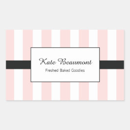 可愛エレガントいピンクと白ストライプ色 長方形シール
