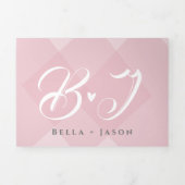 可愛エレガントいピンクのパステル色の写真結婚 三つ折り招待状 (カバー)