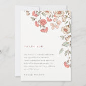可愛エレガントいピンクの花リース任意の年齢誕生日 サンキューカード (正面)
