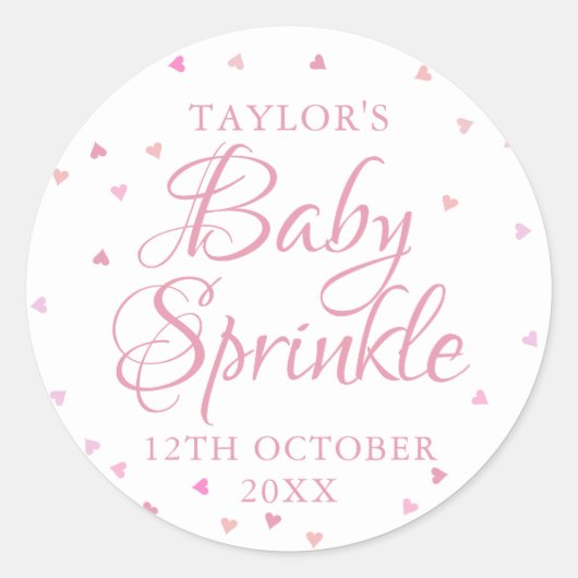 可愛エレガントいピンクハートベビー散水シャワー ラウンドシール (正面)