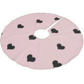 可愛エレガントいブラック&赤面ピンクハートパターン ブラッシュドポリエステルツリースカート (アングル)