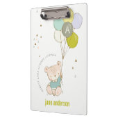 可愛エレガントいブルーベアーバルーンボーイズモノグラム クリップボード (左)