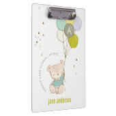 可愛エレガントいブルーベアーバルーンボーイズモノグラム クリップボード (右)