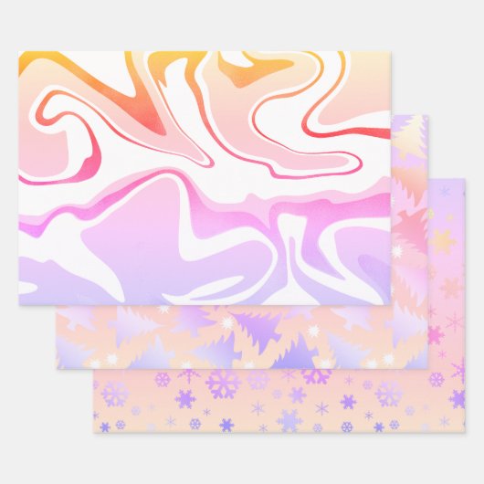 可愛エレガントいホログラフィッククリスマスパターン ラッピングペーパーシート (セット)