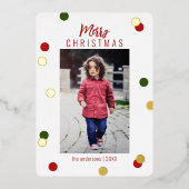 可愛エレガントいメリークリスマスカスタム写真 箔シーズンカード (正面)