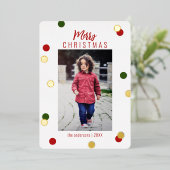 可愛エレガントいメリークリスマスカスタム写真 箔シーズンカード (立ち正面)