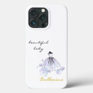 可愛エレガントいモダン青い花とドレス iPhone 13 PROケース