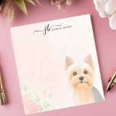 可愛エレガントいヨークシャーテリア水彩フローラパーソナライズされた ノートパッド