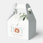 可愛エレガントいライオンの葉Oh男の子の赤ちゃんシャワー フェイバーボックス (裏面サイド)