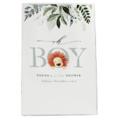 可愛エレガントいライオンの葉Oh男の子の赤ちゃんシャワー ミディアムペーパーバッグ (正面)