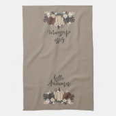 可愛エレガントいレトロ秋の黒牡丹 – 花 キッチンタオル (縦)