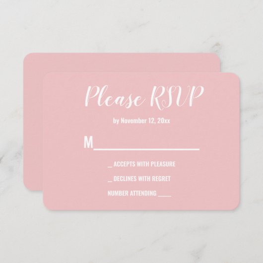 可愛エレガントい人の周りのピンクの結婚ナッツ 出欠カード (正面/裏面)