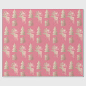 可愛エレガントい光バラ金ゴールドクリスマスパターン ラッピングペーパー (フラット)