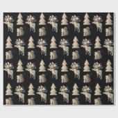 可愛エレガントい光バラ金ゴールドクリスマスパターン ラッピングペーパー (フラット)