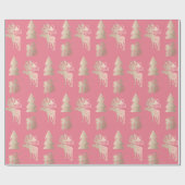 可愛エレガントい光バラ金ゴールドクリスマスパターン ラッピングペーパー (フラット)