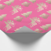 可愛エレガントい光バラ金ゴールドクリスマスパターン ラッピングペーパー (角)