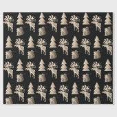 可愛エレガントい光バラ金ゴールドクリスマスパターン ラッピングペーパー (フラット)