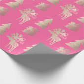 可愛エレガントい光バラ金ゴールドクリスマスパターン ラッピングペーパー (角)