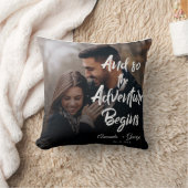 可愛エレガントい冒険が始まる引用文フォト結婚ズ クッション (ブランケット)