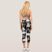 可愛エレガントい動物漫画のパターン黒 カプリレギンス (裏面)