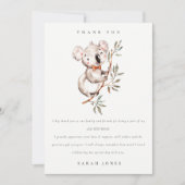 可愛エレガントい可愛らしいコアラの葉あらゆる年齢誕生日 サンキューカード (正面)