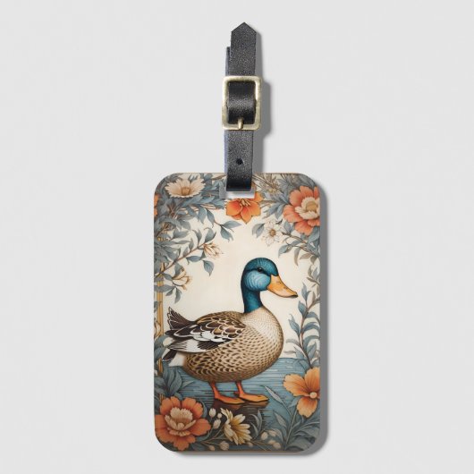 可愛エレガントい太いアヒルヴィンテージフローラ ラゲッジタグ (正面縦)