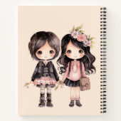 可愛エレガントい女の子の新学期パーソナライズされた ノートブック (裏面)