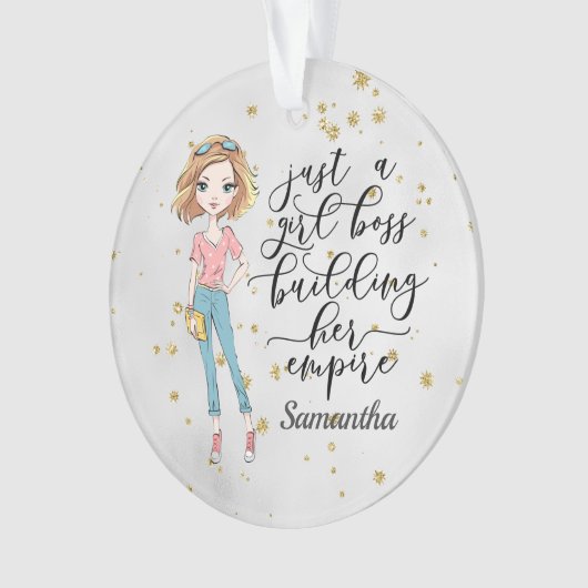 可愛エレガントい女性 |女の子ボス |グレー オーナメント (正面)