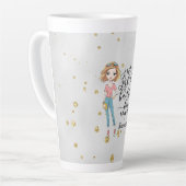 可愛エレガントい女性 |女の子ボス |グレー カフェラテマグ (左アングル)