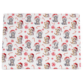 可愛エレガントい子猫甘いお菓子クリスマス ラージペーパーバッグ