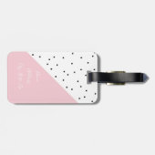 可愛エレガントい幾何学模様の黒い点パステルピンク ラゲッジタグ (裏面横)