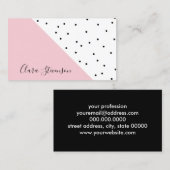 可愛エレガントい幾何学模様の黒い点パステルピンク 名刺 (正面/裏面)