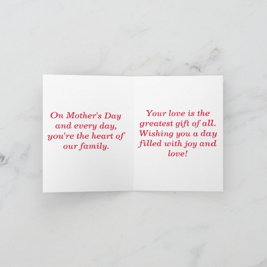 可愛エレガントい心のこもったハグ母の日 カード (内部)