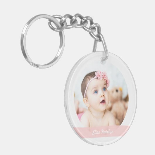 可愛エレガントい新生児ガールシスターズ写真記念 キーホルダー (正面左)