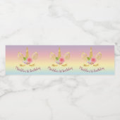 可愛エレガントい最初の誕生日金ゴールドグリッターユニコーン ペットボトルラベル (シングルラベル)