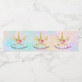 可愛エレガントい最初の誕生日金ゴールドグリッターユニコーン ペットボトルラベル (シングルラベル)