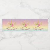 可愛エレガントい最初の誕生日金ゴールドグリッターユニコーン ペットボトルラベル (シングルラベル)