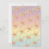 可愛エレガントい最初の誕生日金ゴールドグリッターユニコーン 招待状 (裏面)