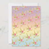 可愛エレガントい最初の誕生日金ゴールドグリッターユニコーン 招待状 (裏面)