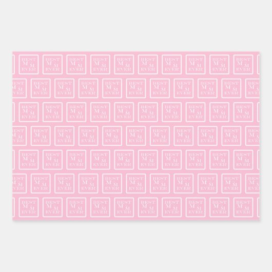 可愛エレガントい最高のと「お母さん今まで」白いハートピンク ラッピングペーパーシート (正面)