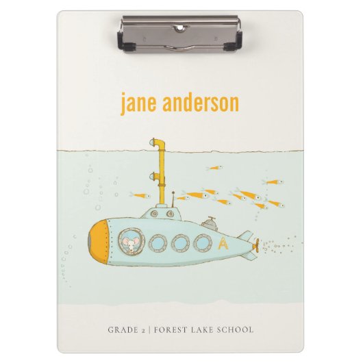 可愛エレガントい水中海底魚モノグラム クリップボード (正面)