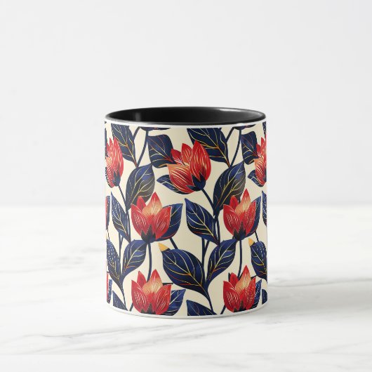 可愛エレガントい洗練されたシックスタイリッシュフローラ マグカップ (中央)