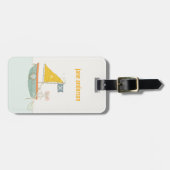 可愛エレガントい海賊マウス帆船キッズモノグラム ラゲッジタグ (正面横)