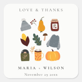 可愛エレガントい温かい秋のエッセンシャル結婚ズ スクエアシール