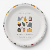 可愛エレガントい温かい秋のエッセンシャル結婚ズ ペーパープレート (正面)