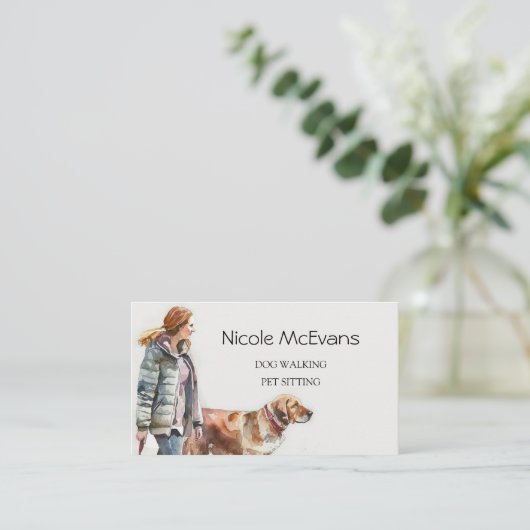 可愛エレガントい犬猫ペットケアサービス 名刺 (スタンド正面)